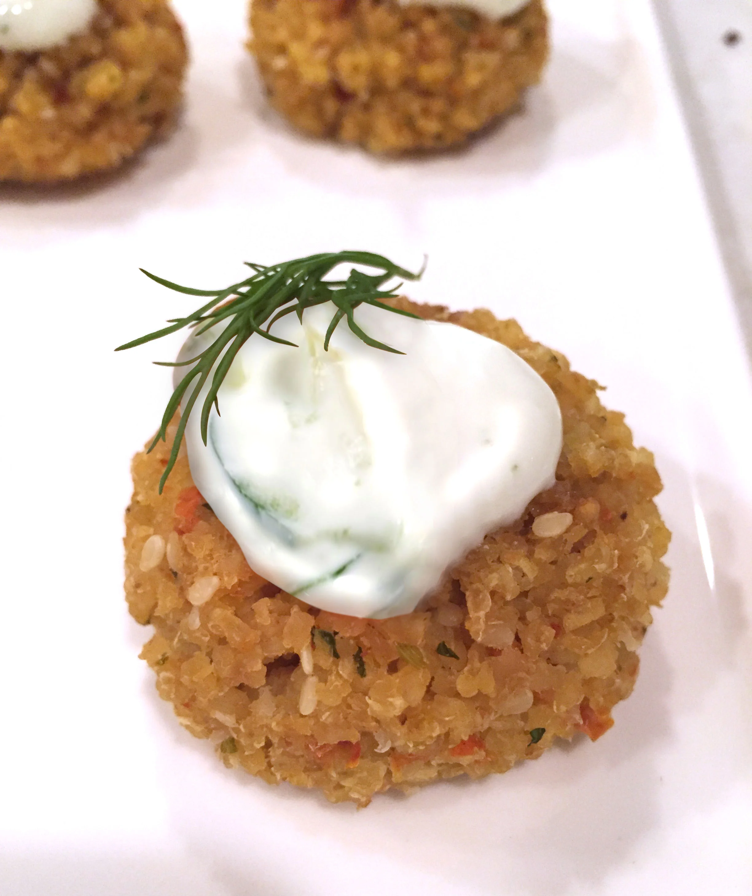Baked Millet Croquettes with Cucumber Raita and dill