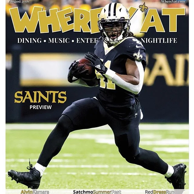 Excited to have my Alvin Kamara shot on this months Where Y&rsquo;at cover! Check out the magazine. @alvinkamara @whereyatnola #nikon #saints #sportsphotography #nolasports #nolashots