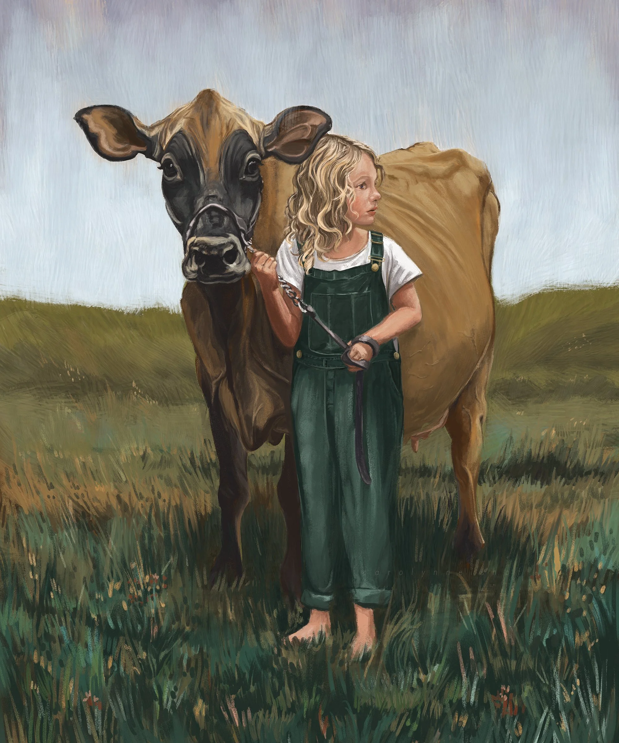 Rylan With Marigold, 2023. Digital Painting, 20x24 inches