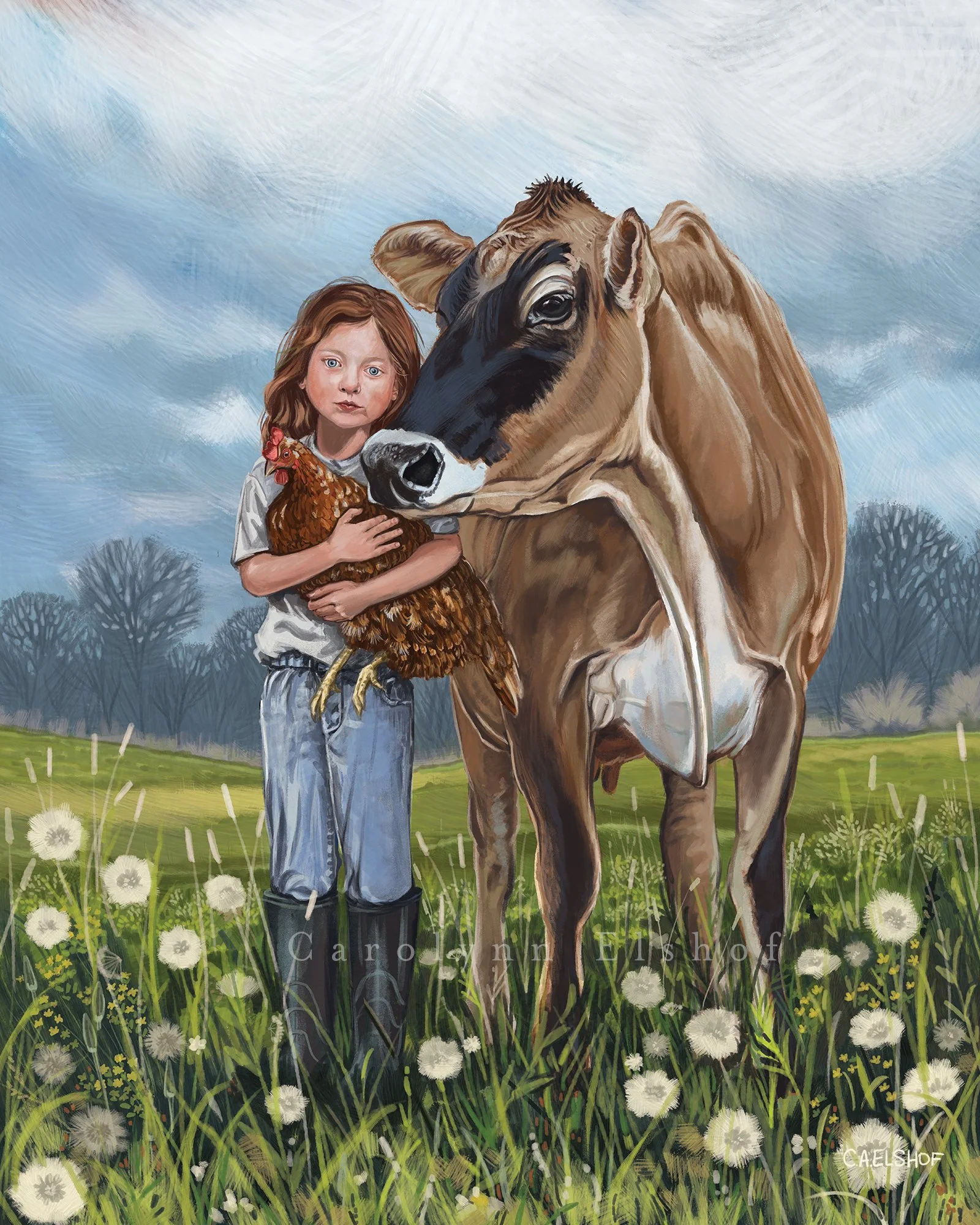 Rowan In The Field, 2023. Digital Painting, 23x29 inches.