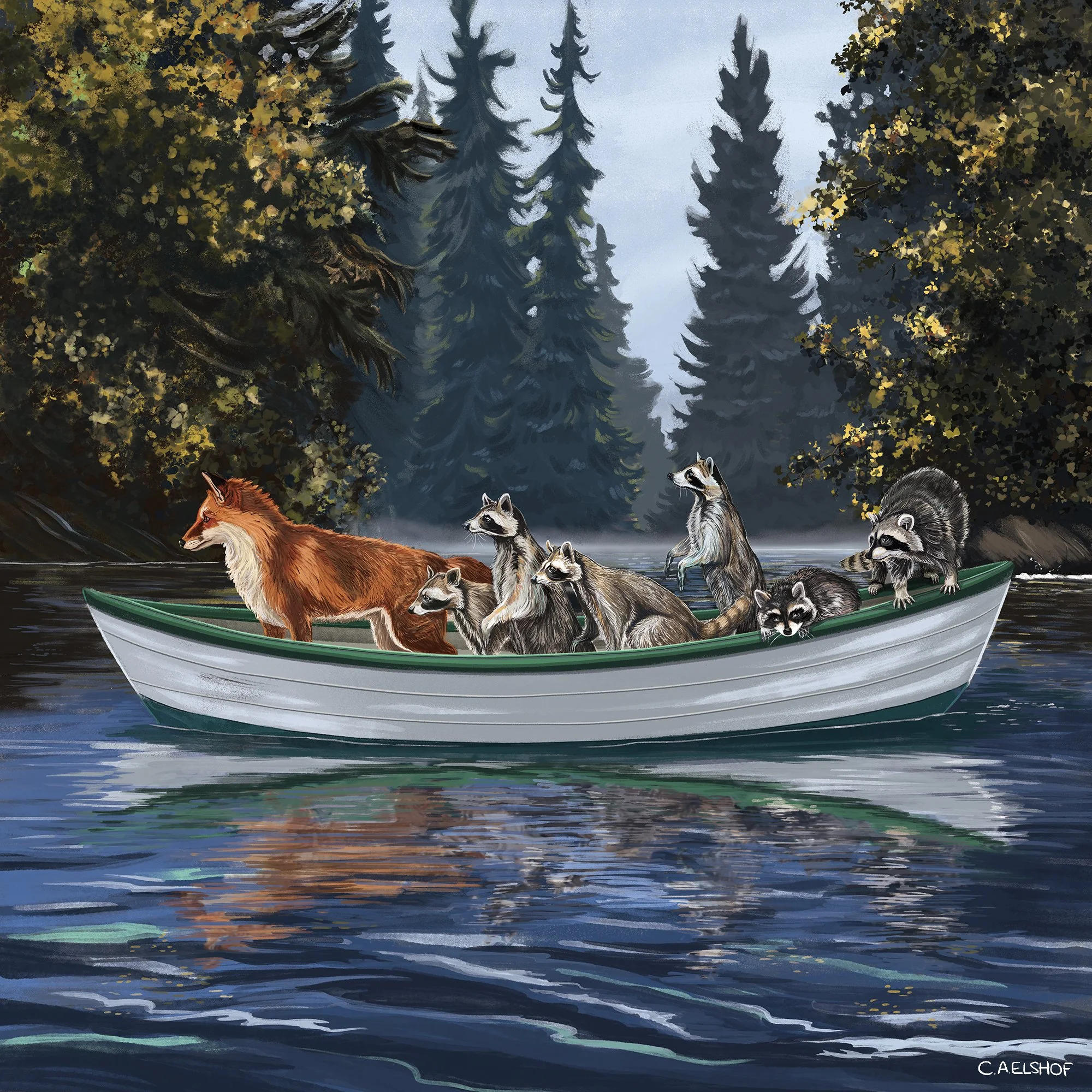 Travellers VII, 2020. Digital Painting, 22x22 inches.