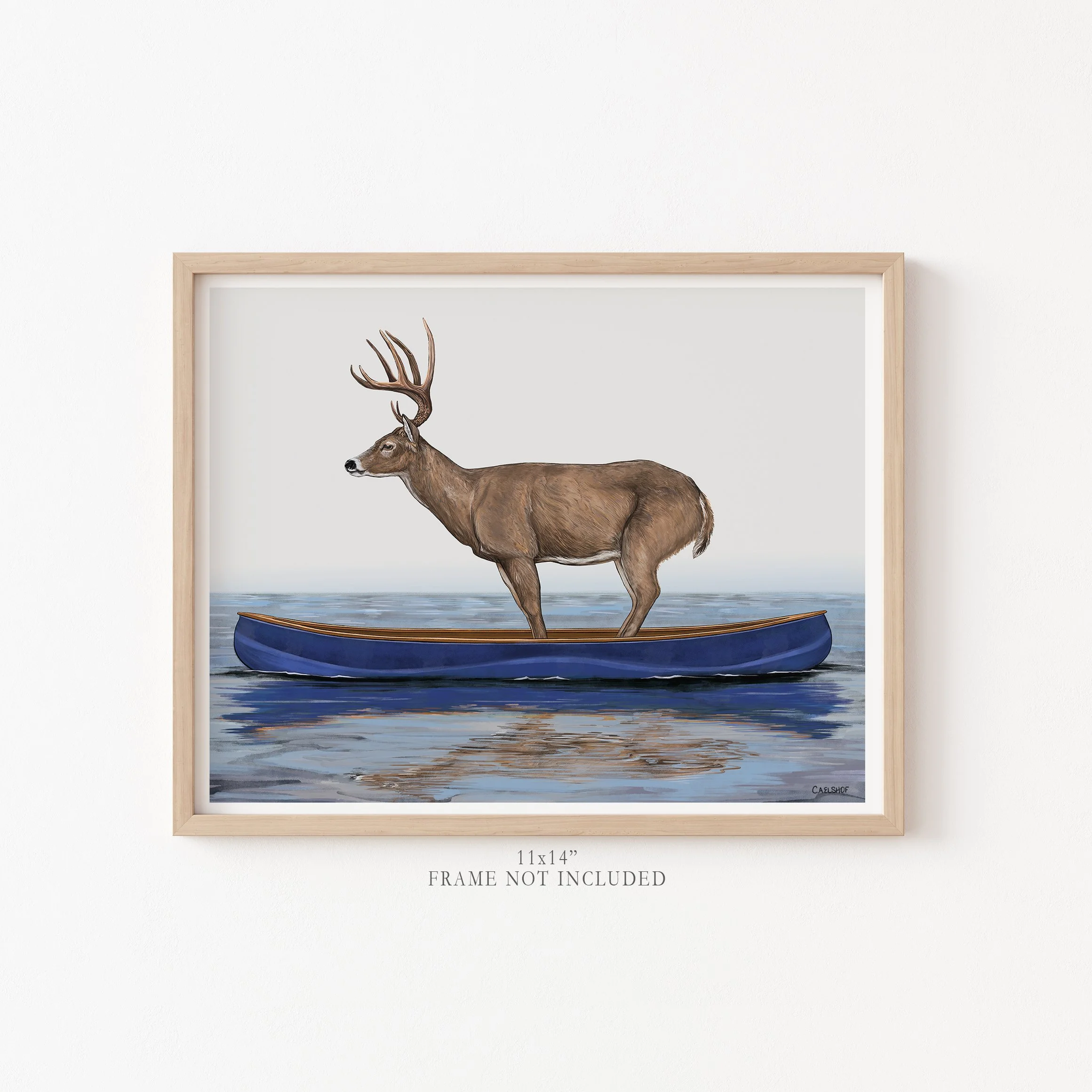 White-Tailed-Deer-In-Canoe-11x14-framed.jpg