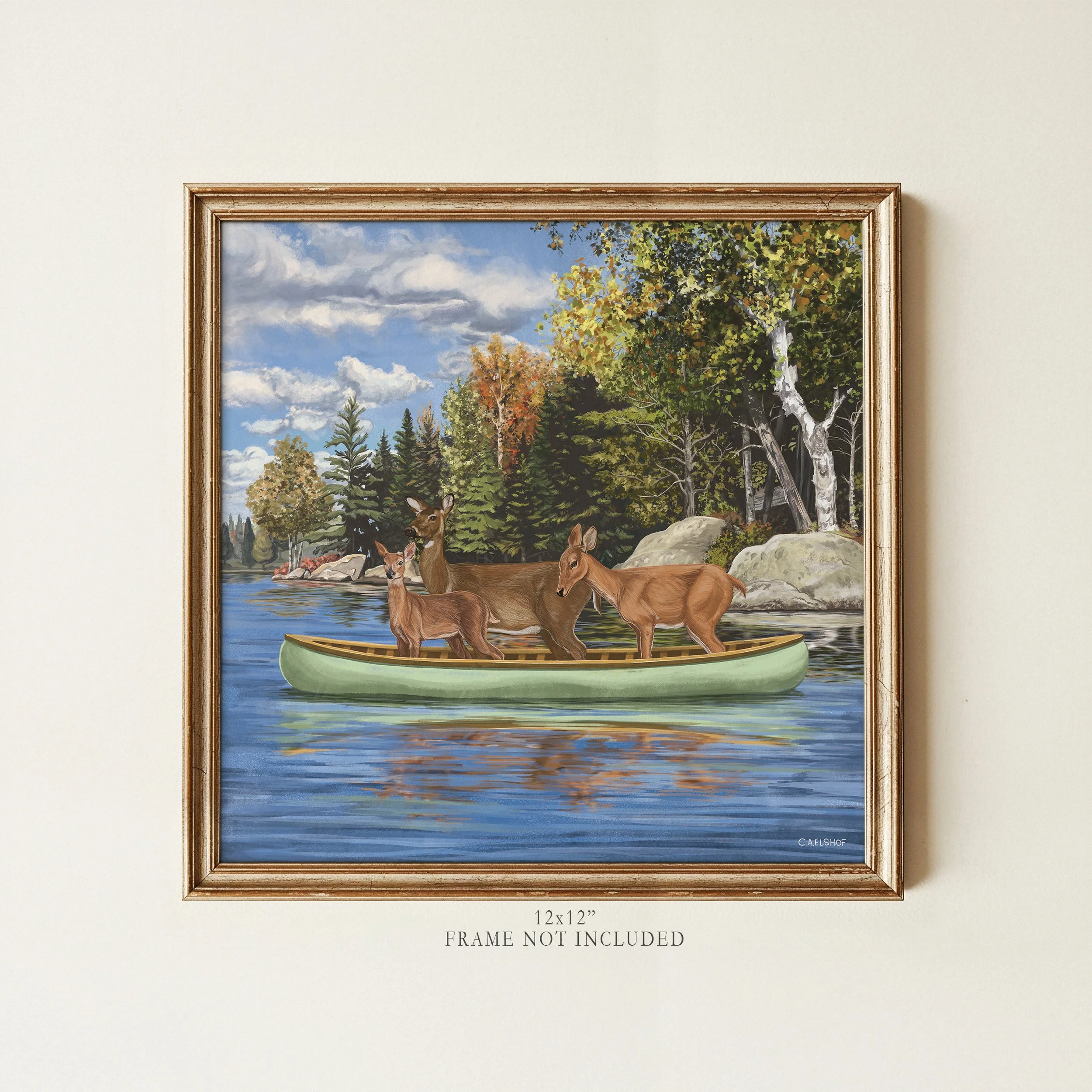 deer-in-canoe-12x12-framed.jpg