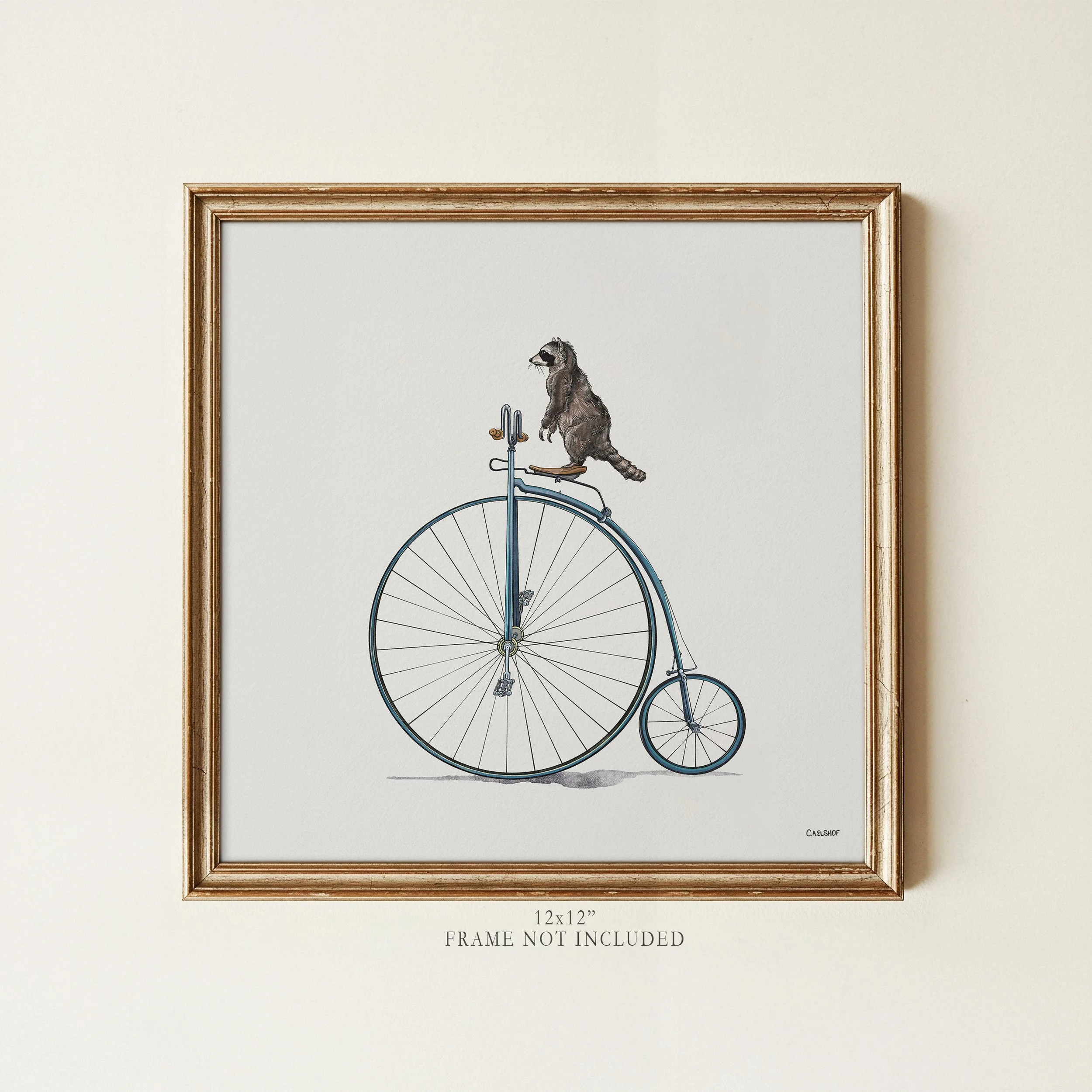 raccoon_on_pennyfarthing-12x12-framed.jpg
