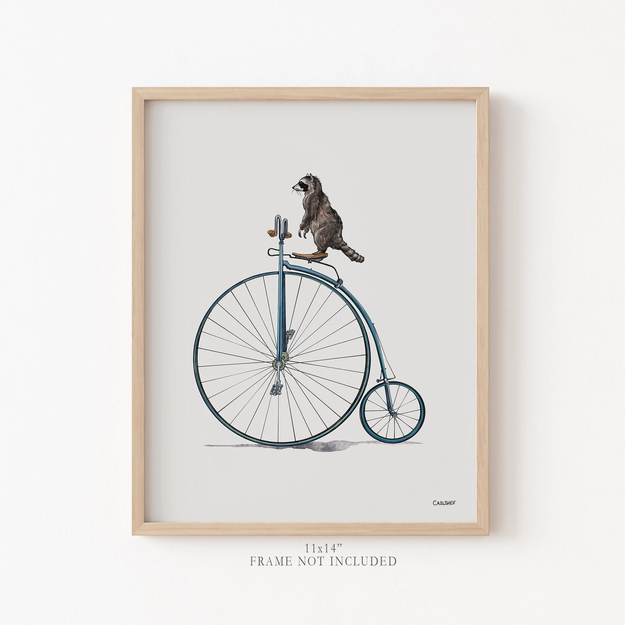 raccoon_on_pennyfarthing-11x14-framed.jpg