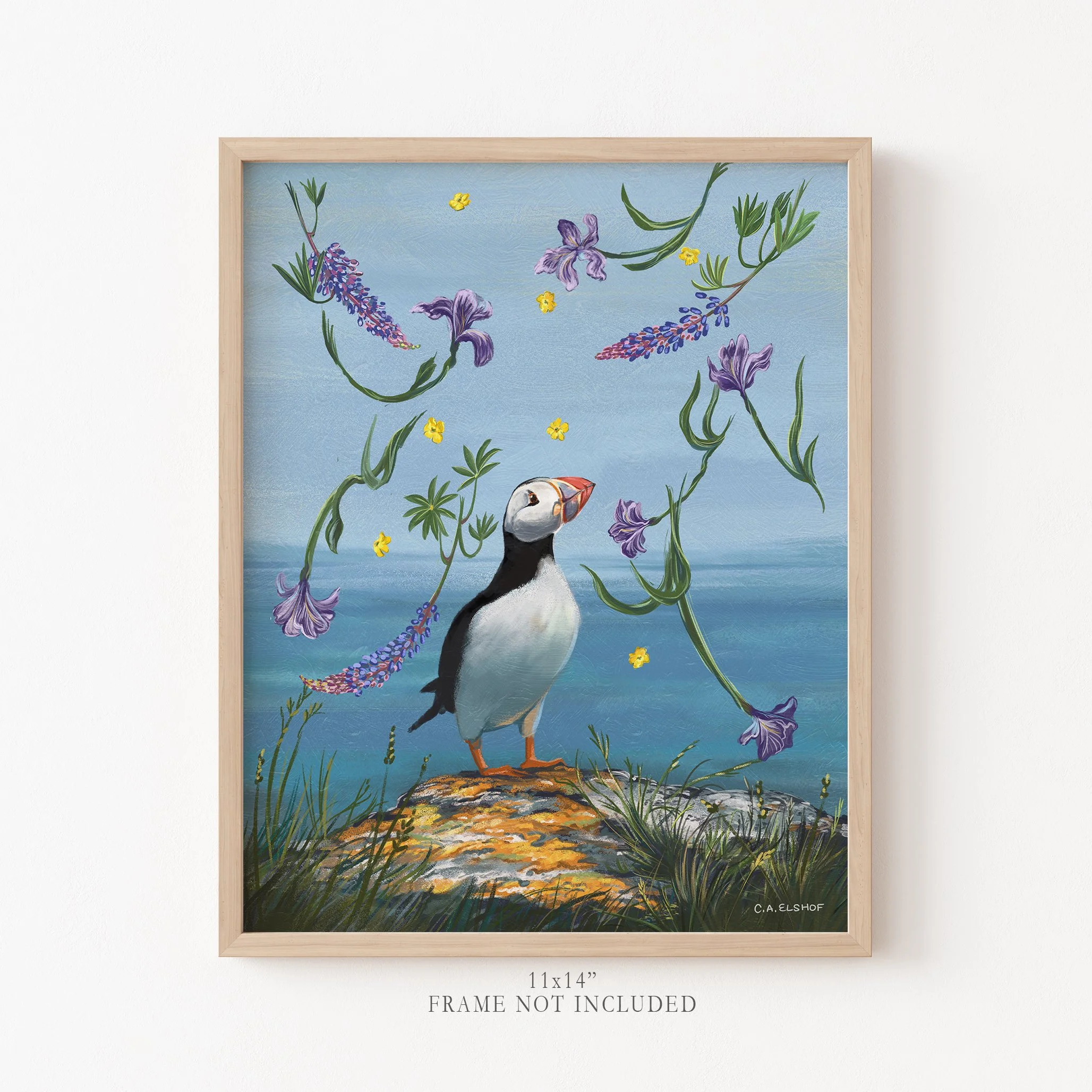 puffin-with-flowers-11x14-framed.jpg