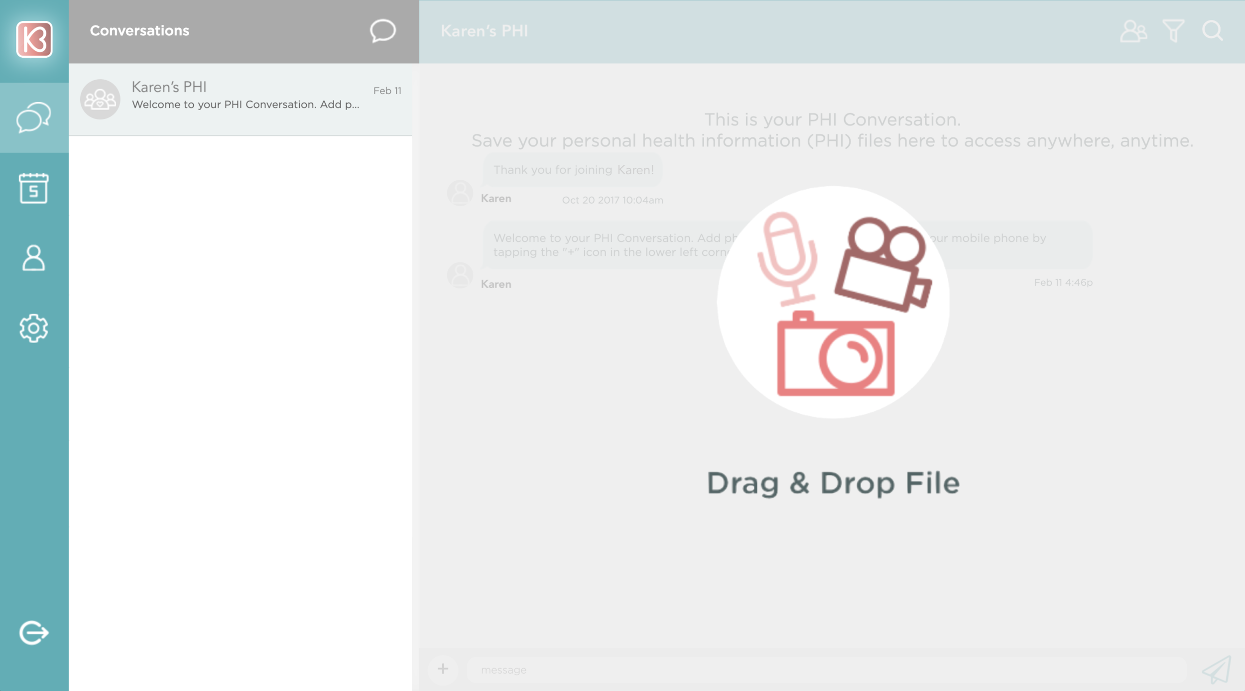 Drag and drop personal health information files into your digital binder.