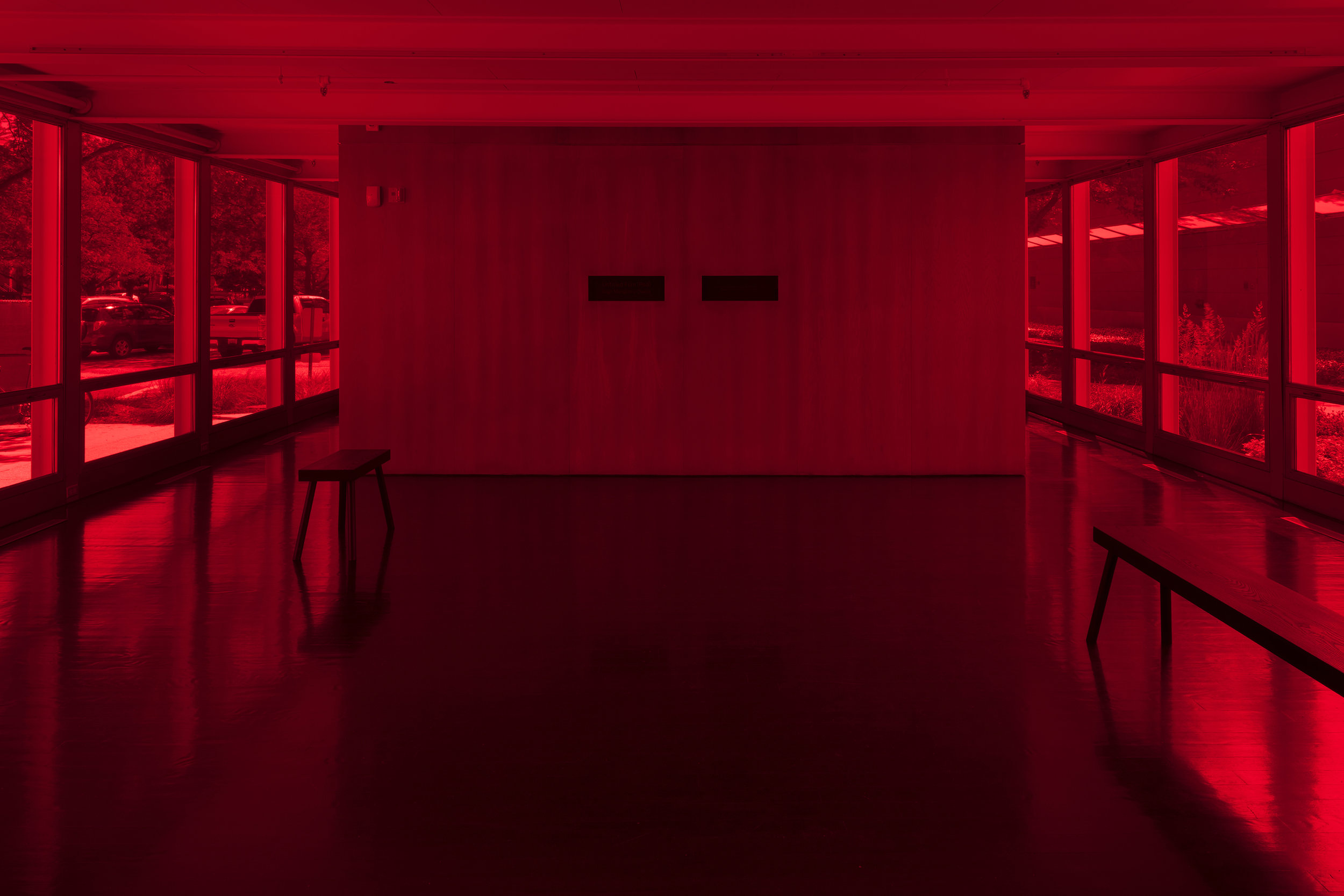 Iñigo Manglano-Ovalle: Untitled Film (Red), installation view, Elmhurst Art Museum, Elmhurst, IL, 2018. Photograph: James Prinz