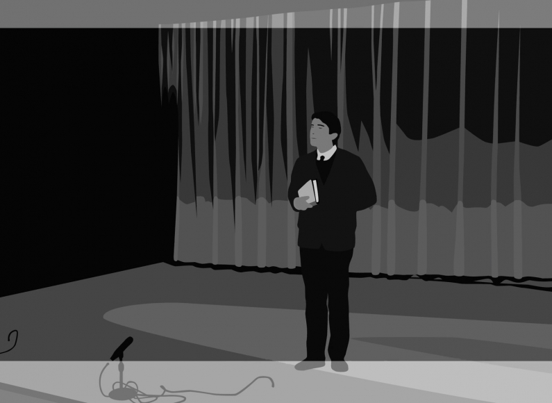 Kota Ezawa, Cohen 21 , 2017 (still), single channel video, black and white, sound, 2 min., 38 sec., looped, dimensions variable, edition of 5 with 2 AP