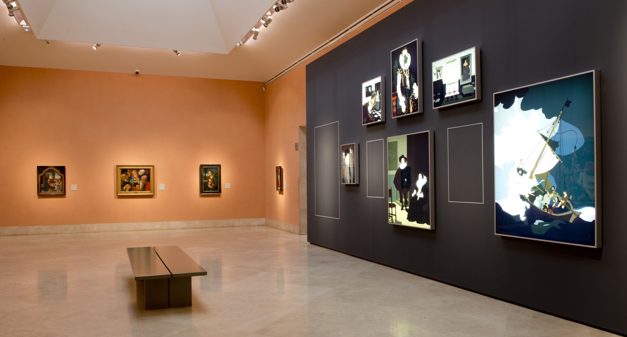 Kota Ezawa, installation view, Art Lesson , Thyssen Bornemisza Museum, Madrid, Spain, 2017