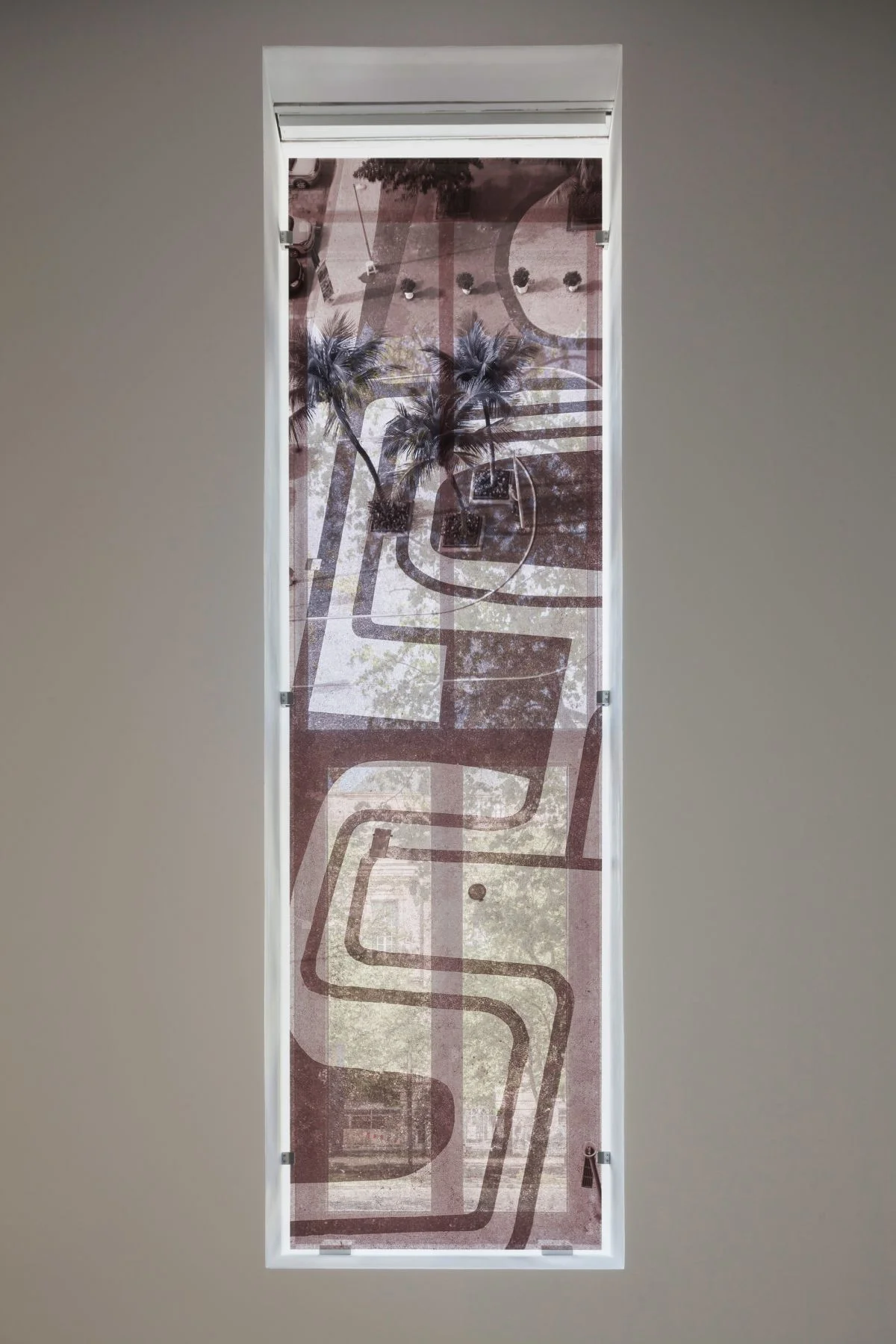 Veronika Kellndorfer, Tree House (Casa de Vidro), 2014, silkscreen on glass, 59 x 93 inches, 150 x 236 cm, edition of 5