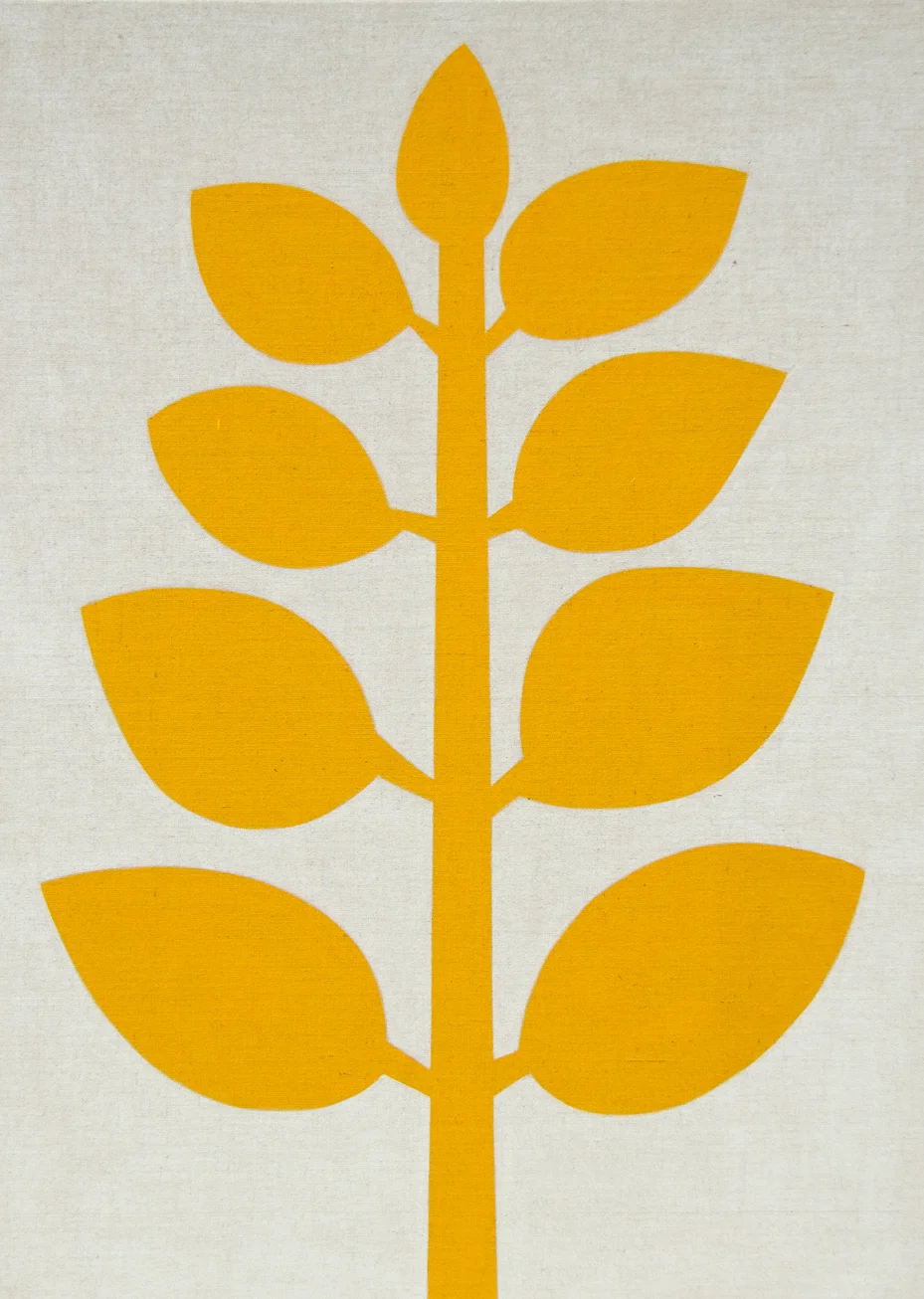 Yellow Plant (Light) #1 , 2017 acrylic on jute 78-3/4 x 57 inches, 200 x 145 cm ABM098