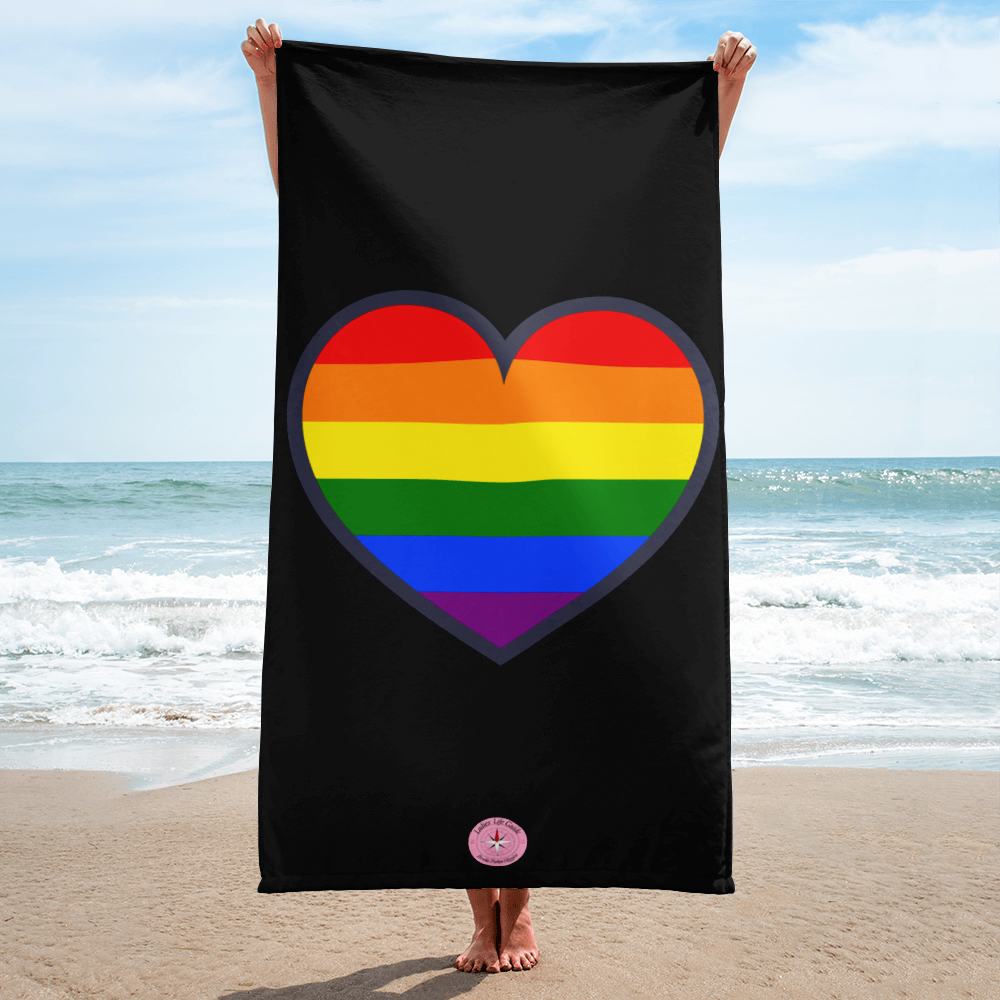 LLG Beach Towel: PRIDE Heart w. Logo. 2 Colors. — Ladies' Life Guide