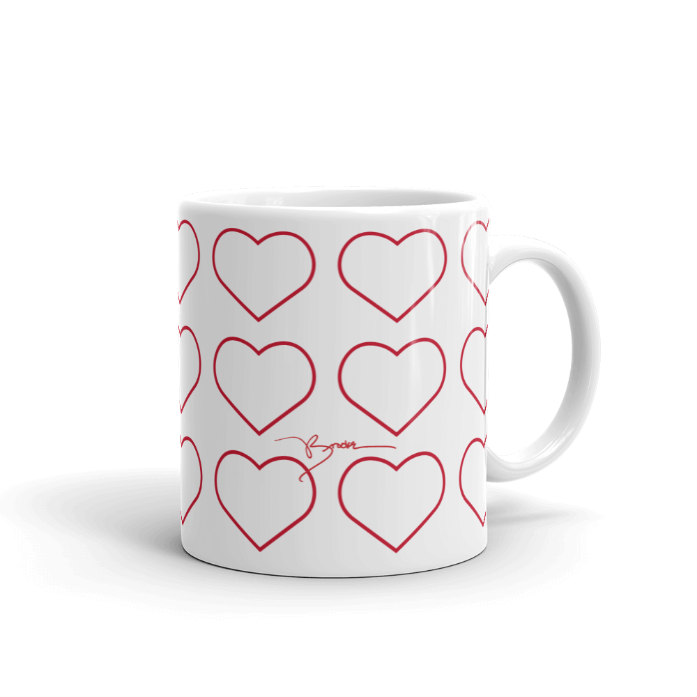 Heart w. Love Signature & Multi Hearts. 11 oz. Glossy Coffee