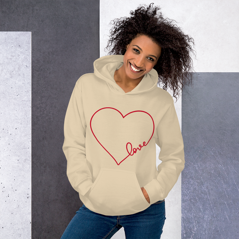 LLG Art: Heart w. Love Signature in Pink or Red. Unisex Heavy