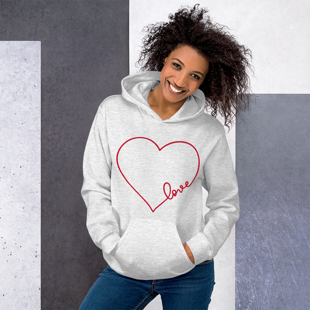 LLG Art: Heart w. Love Signature in Pink or Red. Unisex Heavy