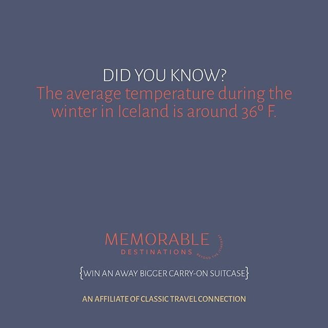 This fun fact about Iceland is just another reminder that your new Away suitcase will be just what you need to embark on an Icelandic adventure! Are you ready?  Who are you taking with you?

Enter and share, trust us, you need this piece of luggage f