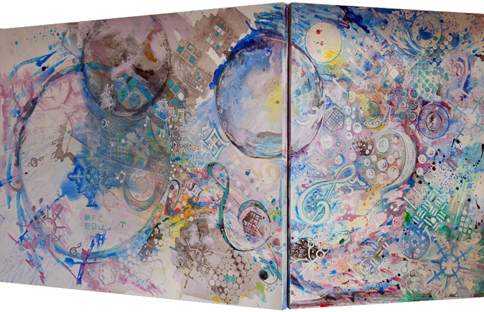 Message in the Music Acrylic on Canvas on Board Diptych 48” x 36” & 48” x 60”