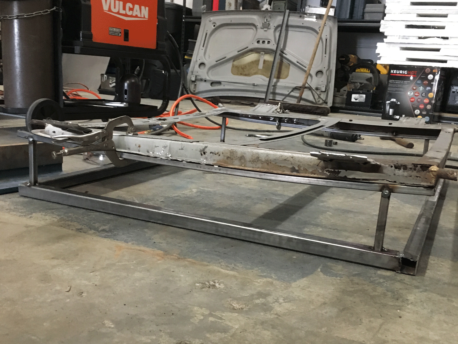Our frame attached to the jig.