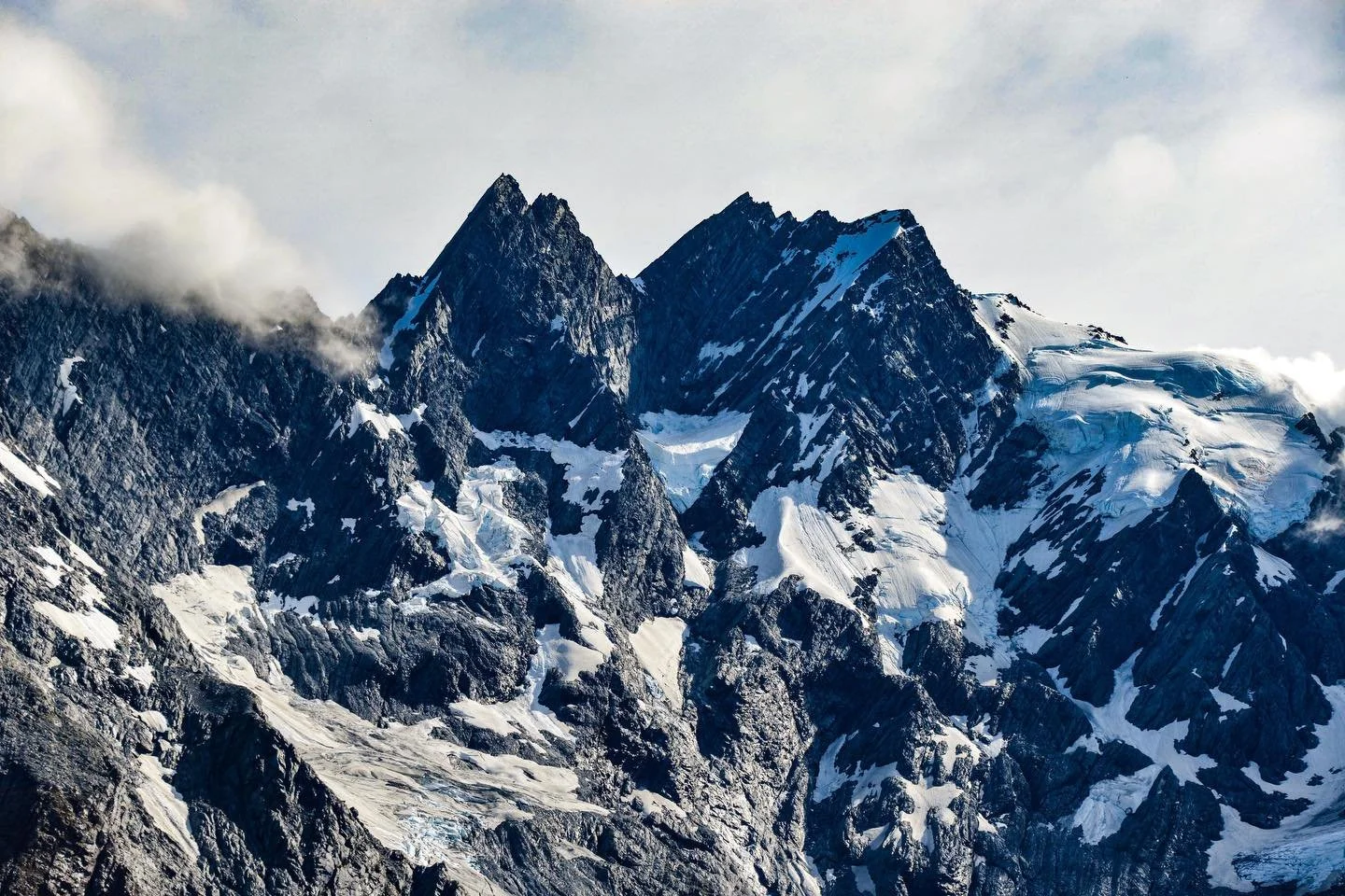 Some excerpts of the jagged peaks and hanging glaciers looming in the mountains above us while exploring in the Southern Alps!  #hike #hiking #hikingadventures #newzealand #southernalps