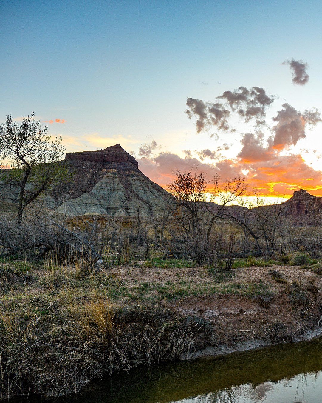 A stunning sunset along the San Rafael River last week.  It can be a harsh place, but the desert always delivers!  #sunset #desertsunset #desert #camping #overlandlife