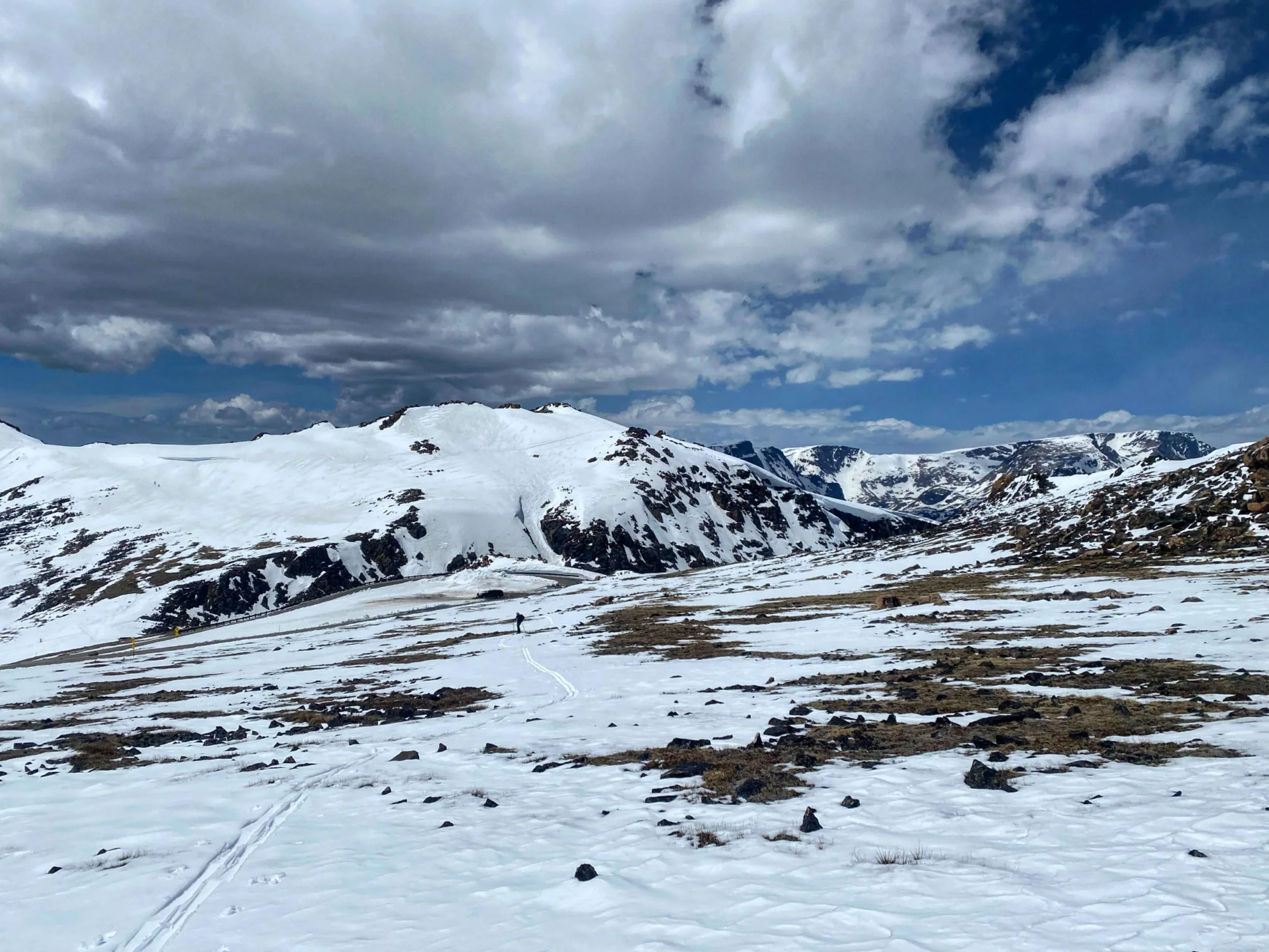 Skinning up the pass to a nice big Headwall line on Sunday.  Hard to beat skiing at the end of May, and these views!  #skiing #backcountryskiing #skitouring #earnyourturns #springtime