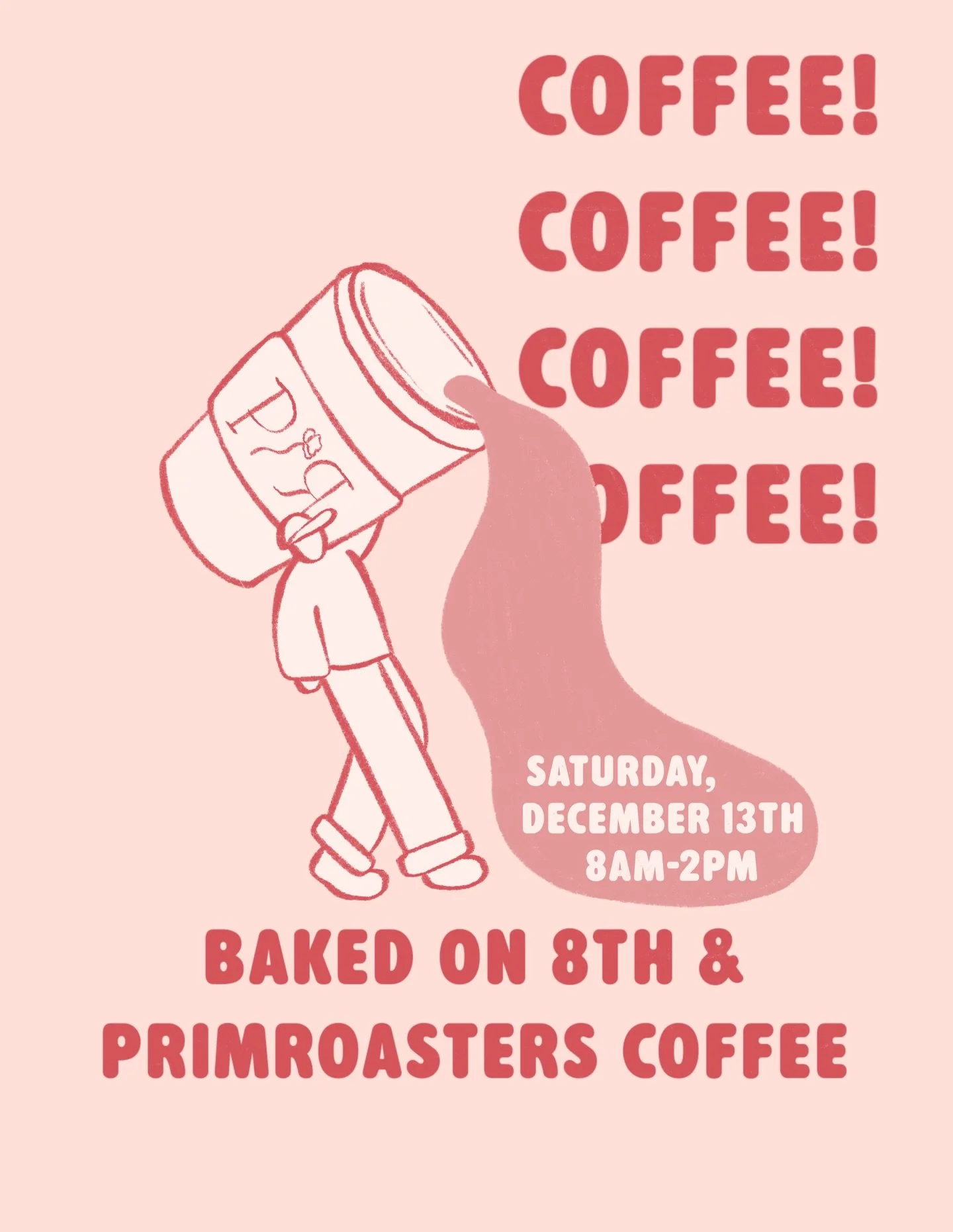 BAKED ON 8TH x PRIMROASTERS - THIS SATURDAY, DECEMBER 13TH! 🙂&zwj;↕️⭐️
The coffee cart is back &amp; coming in hot (or iced) with some fun new seasonal options!! 
There will be the classic Prim latte (honeysuckle &amp; vanilla bean), Peppermint Moch