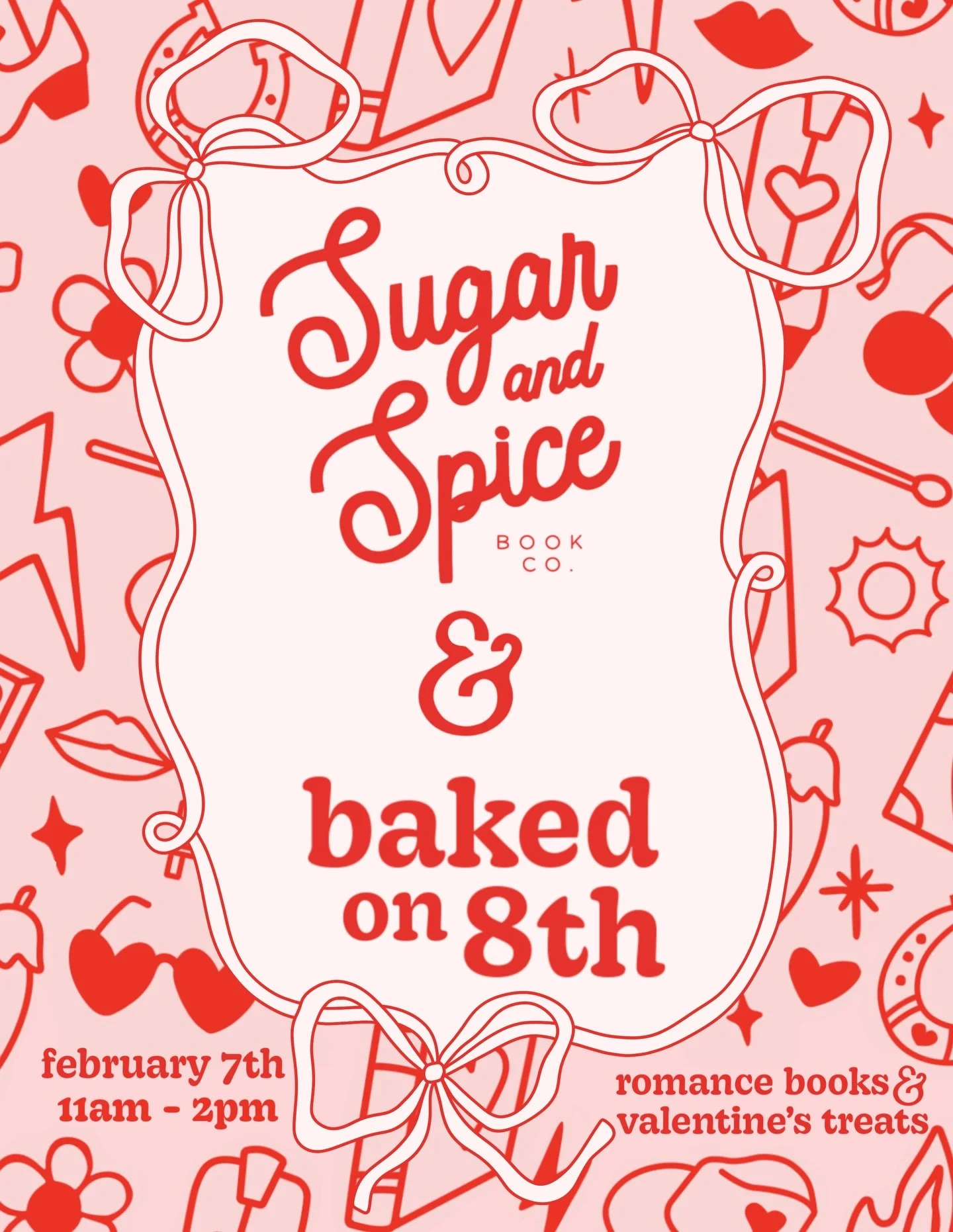 🌶️✨BAKED ON 8TH X SUGAR AND SPICE✨🌶️
Join us THIS SATURDAY (2/7) for sweet treats &amp; spicy books! @sugarandspicebookco will be setting up right in front of @electric_mixer from 11am-2pm for you guys to come on by, grab a sweet treat, &amp; go in