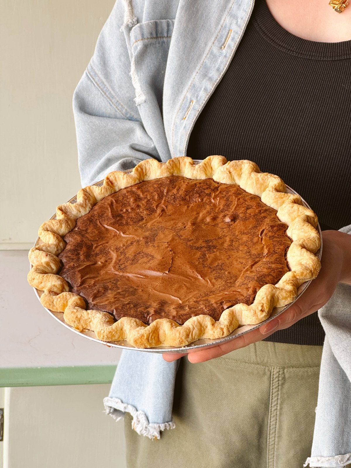Happy 🥧 day!!! We have a limited amount of pies available for purchase today (apple crumble, pecan, derby, &amp; chocolate fudge) Come and grab one before they are gone! 🫶🌈