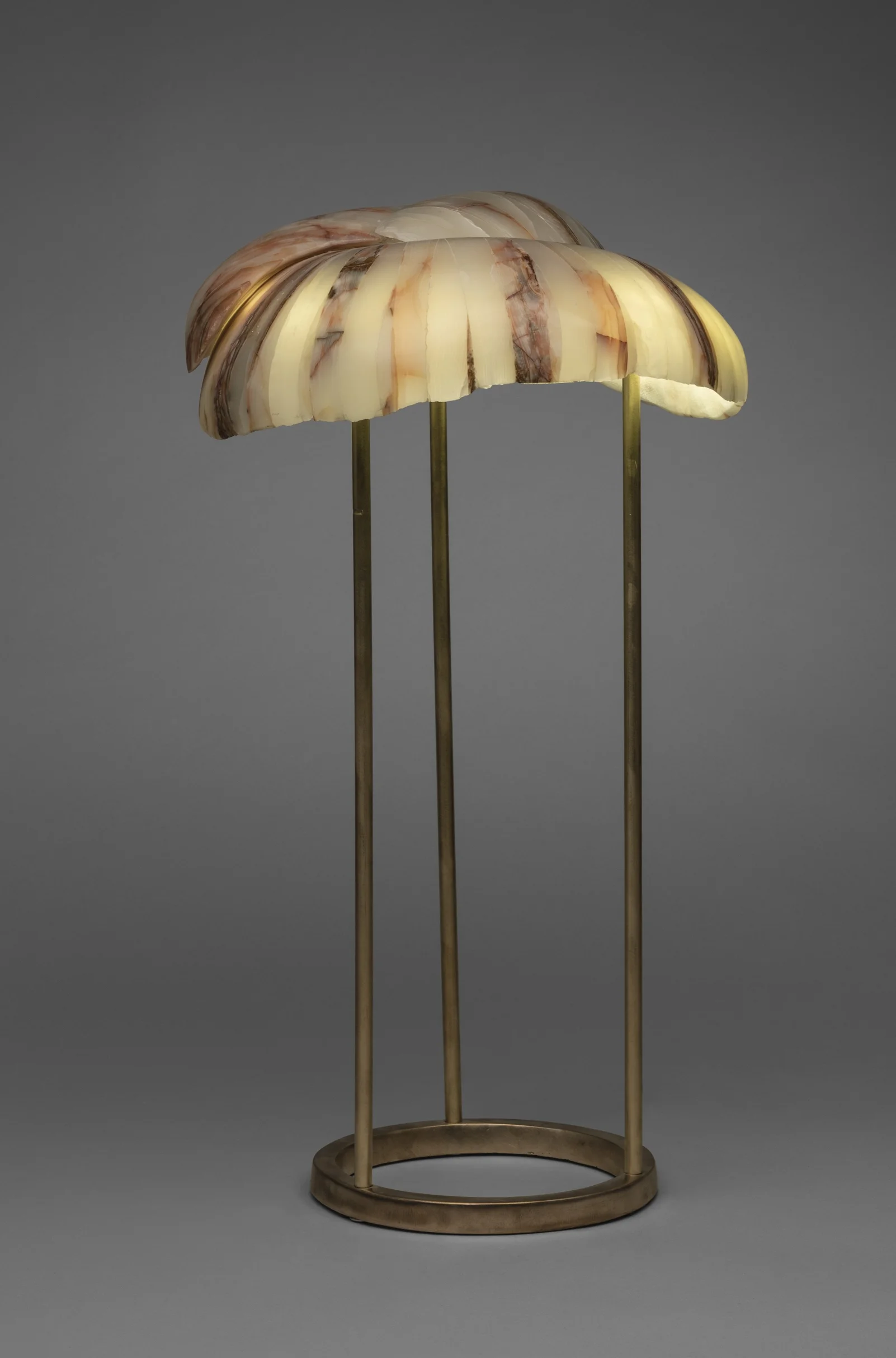 Shell #1 14” x 14” x 26” Calcite, Brass