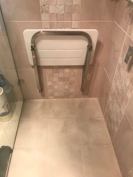 Shower chair installed