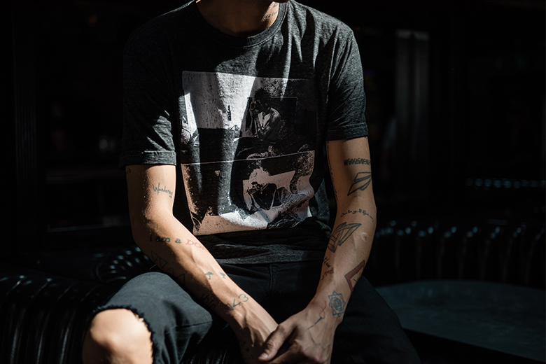  Each T-shirt was made to look vintage, through hand bleaching, tie-dye or burnout washing.  