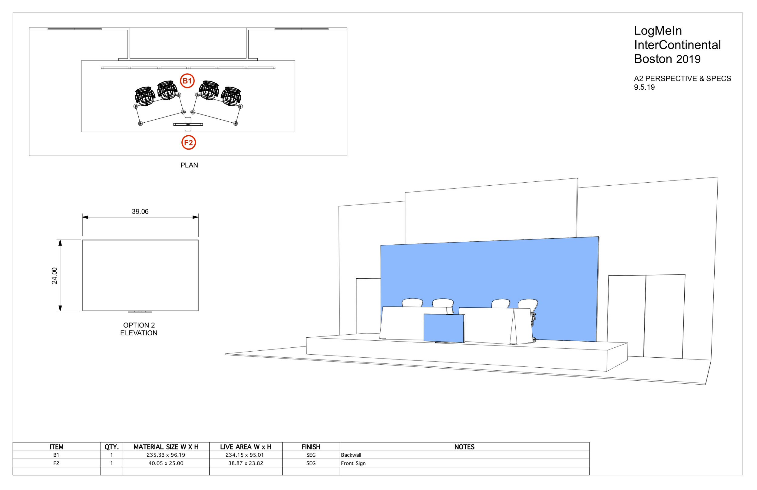 Option A2: Front panel = 39.06" x 24.00"