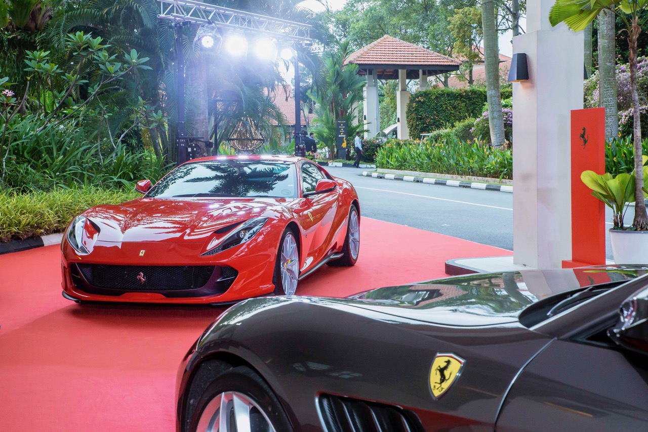 Display of Ferrari cars and brand partnership at the Sofitel Singapore Sentosa Resort &amp; Spa for Singapore Fete La Champagne
