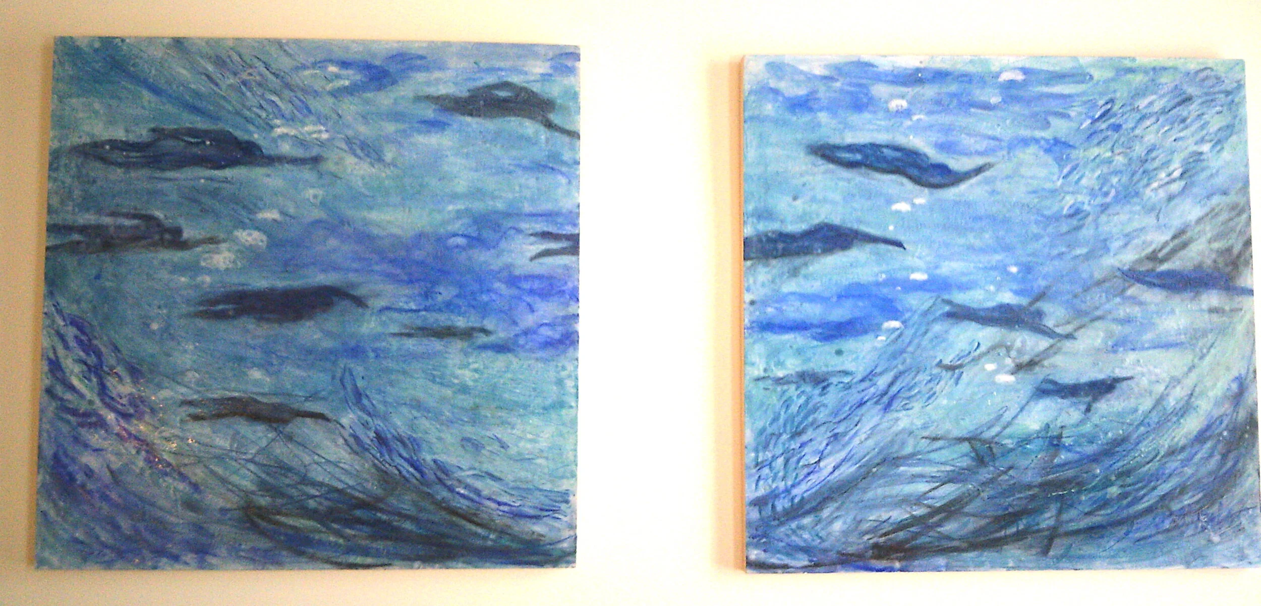 Dreaming in the Cerulean Sea, 2020, 3 x 6 ft. , pastel and encaustic on panel