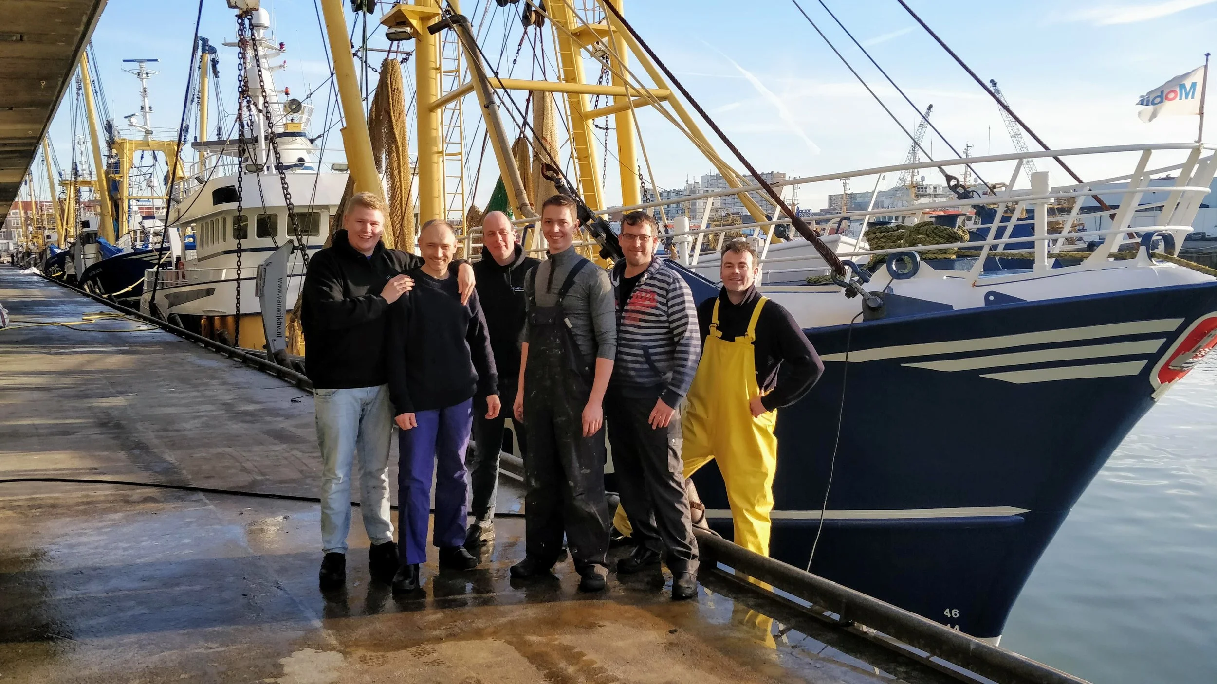The crew of the Eben Haezer, Richard, Henk, Kees, Peter, Hans and Chris.
