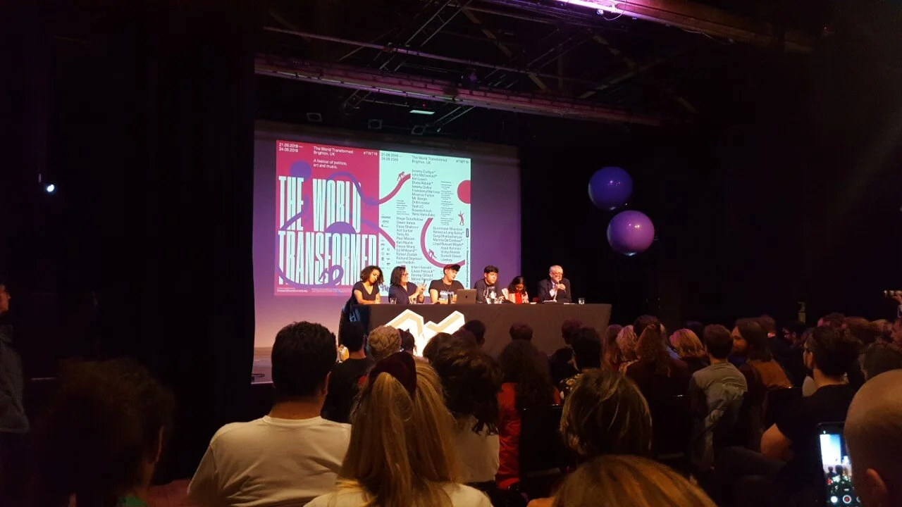 A panel on solidarity across borders, featuring Labour leader Jeremy Corbyn.