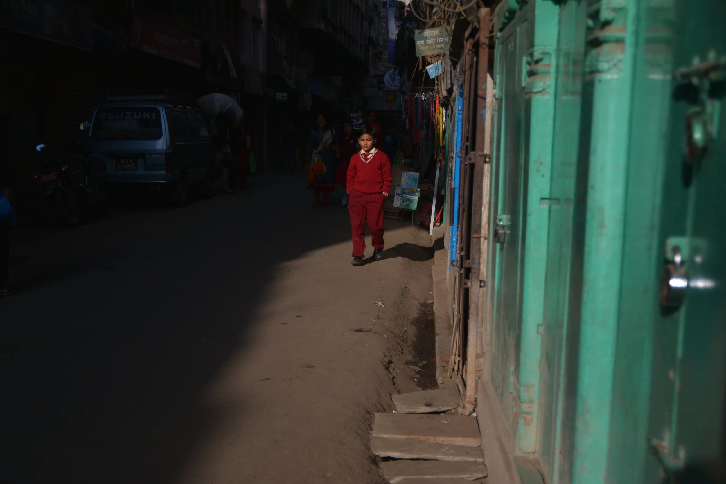 Nepal_Kathmandu_Street_Photo_Boy going to the school.JPG