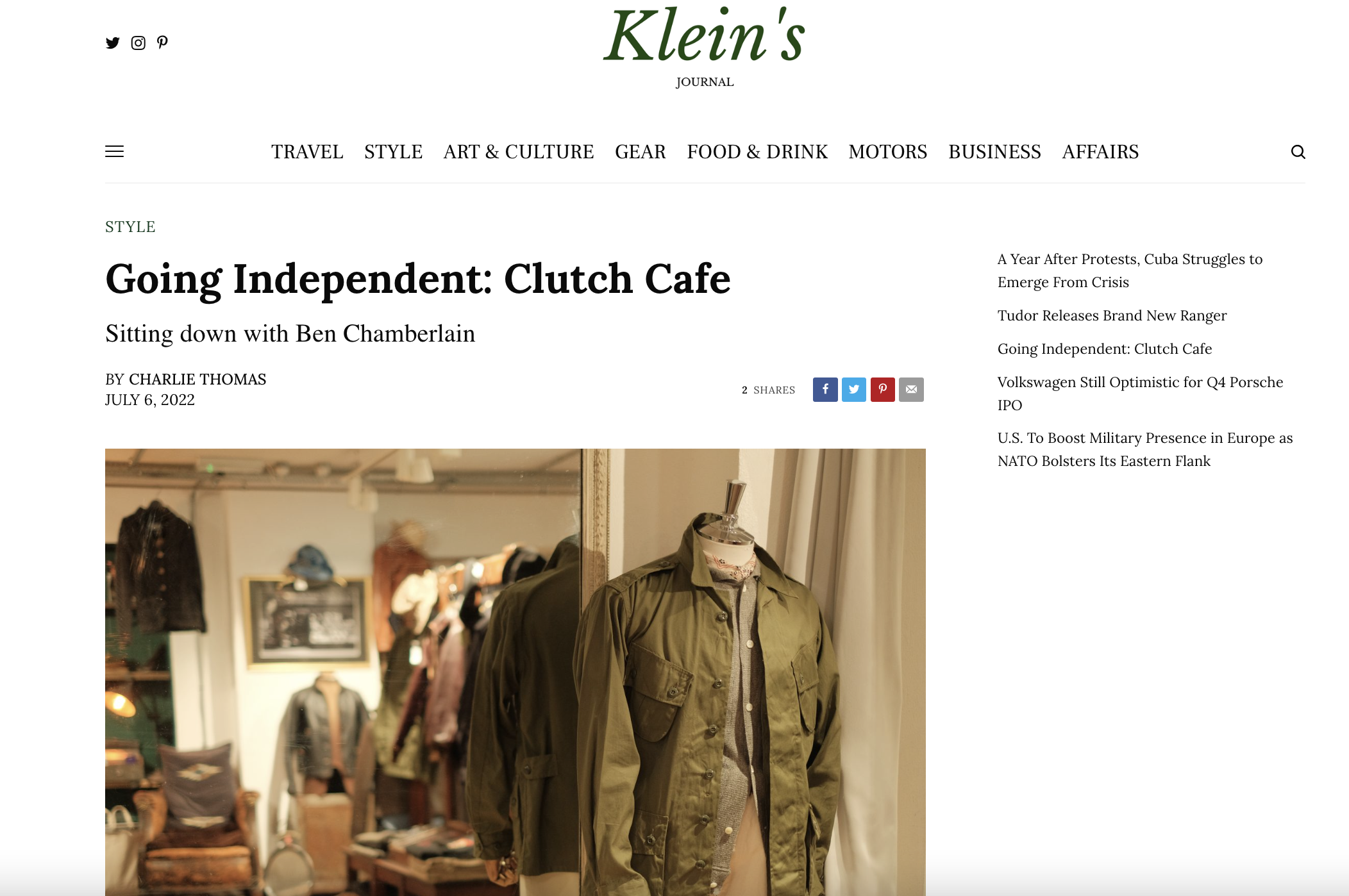 Klein's Journal - Clutch Cafe