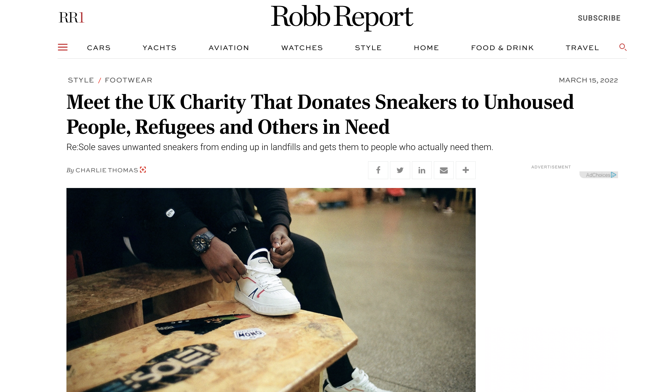 Robb Report - How Re:Sole is helping its community