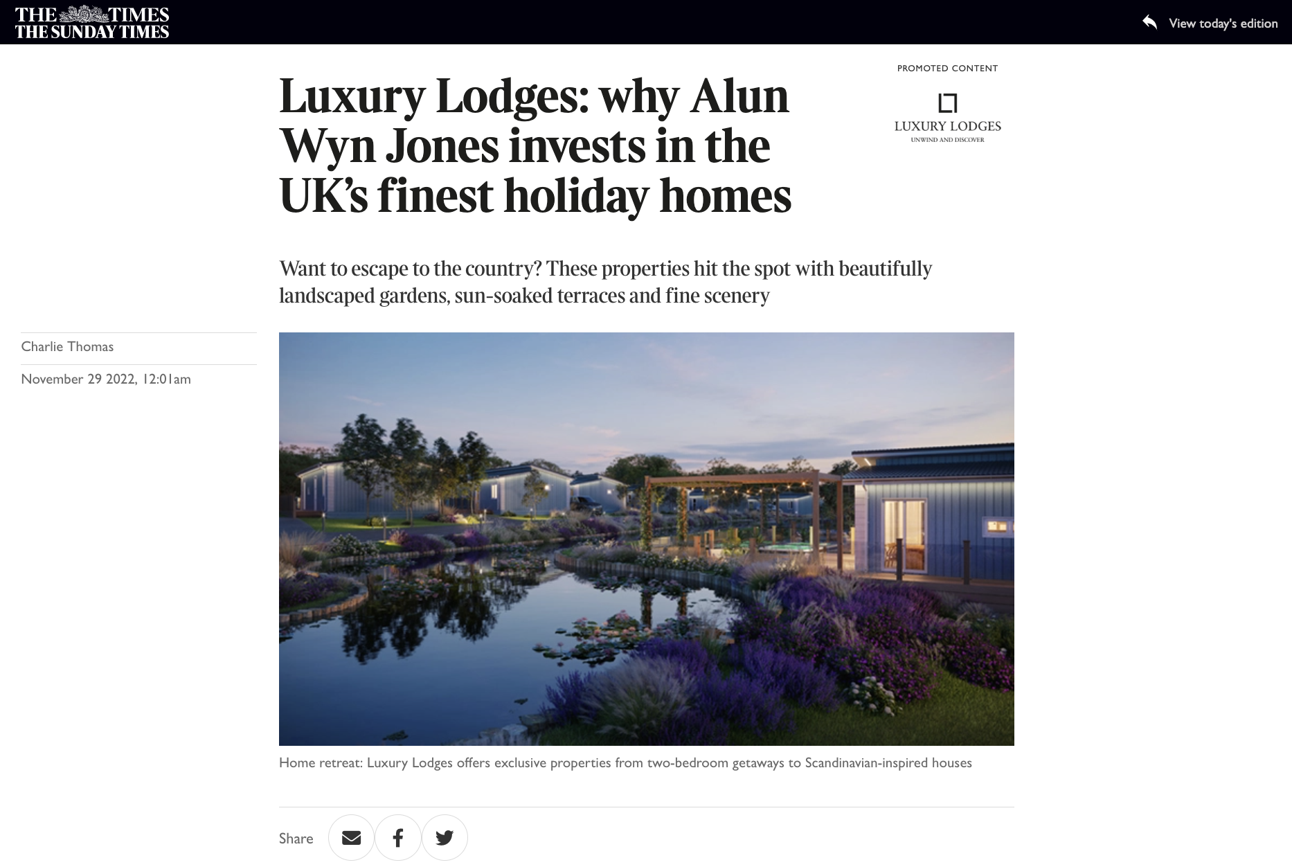 The Times: Luxury Lodges: The UK's finest holiday homes