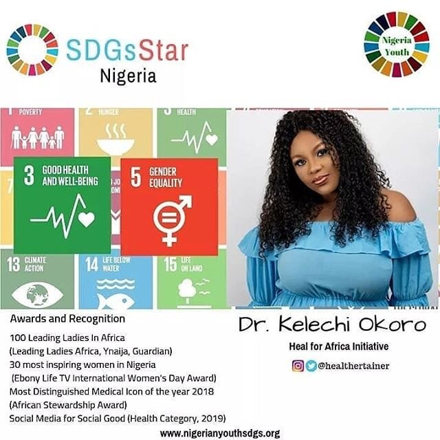 Congratulations to our E.D @healthertainer. You are indeed an #SDGsStar
. 
Reposted from @ngyouthsdgs -  #SDGsStar

Dr. Kelechi Okoro @healthertainer

Goal 3- Good Health &amp; Wellness and Goal 5- Gender Equality

Dr. Kelechi okoro is a multi-talent