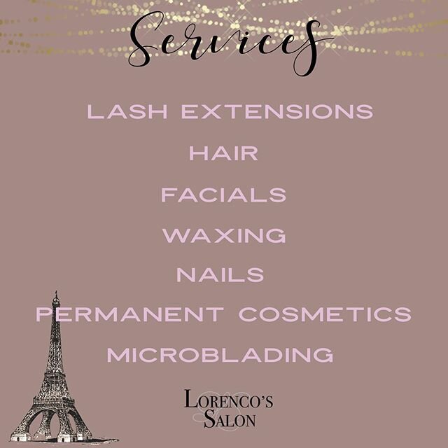 Book an appointment at Lorencos.com or call 505-255-8693💎

#salon #lashextensions #eyelashextensions #hairsalon #abqsalon #abqhairsalon #facials #waxing #abqwaxing #nails #abqnails #permanentmakeup #abqpermanentmakeup #abqmicroblading #lorencos #lor