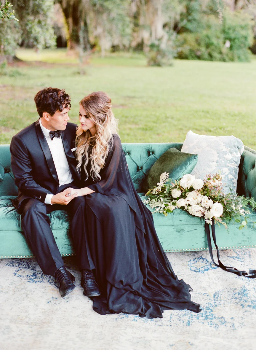 Dark and Moody Fall Wedding Inspiration | Charleston Wedding | Southern Wedding | Fall Wedding Ideas | Fall Bridal Ideas | Halloween Bride | Halloween Wedding Ideas | Lisa Blume Photography | Cheers Darling Planning | Paprika Southern