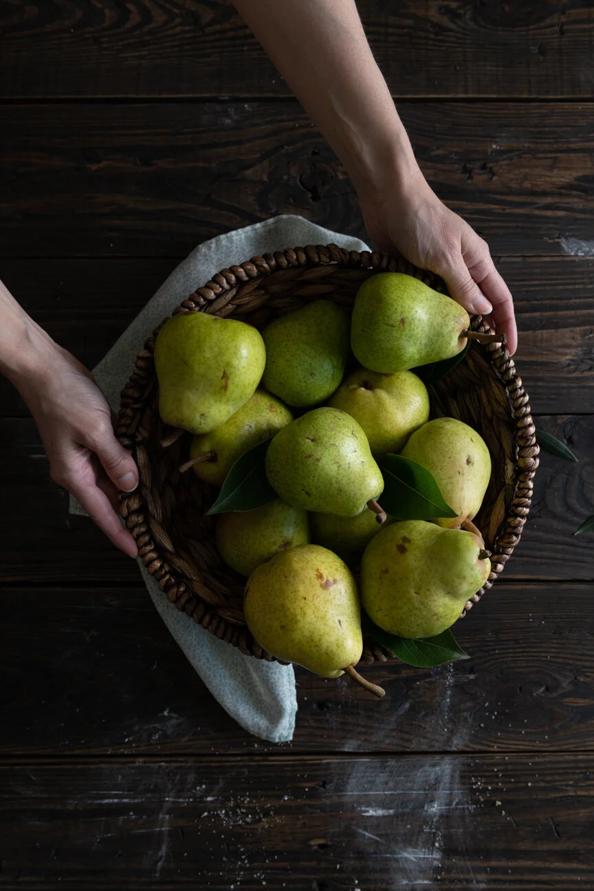 Hygge Ideas for Fall | Cozy Fall | Pears | Pear Jam  | Food Styling | Food Photography | Food Styling Ideas | Food Photography Ideas | Low Key Food Photography | Dark Table Mood | Savannah Food Stylist | Savannah Food Photographer | Paprika Southern