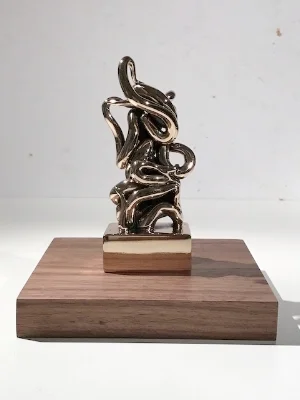 Infinitude 3 High-Polished Bronze, Walnut and Acrylic 7 1/2 × 5 1/2 × 5 1/2 in; 19.1 × 14 × 14 cm Infinitude 2017