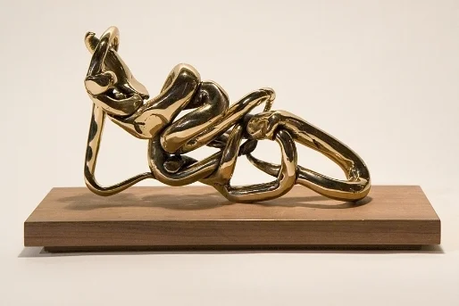 Friendly Movement Bronze on a Wooden Base 7" x 3" x 2" Friendly Movement 2007
