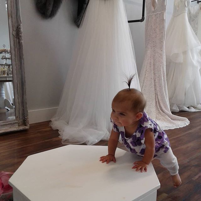 The Little Miss loved &quot;shopping&quot; for wedding dresses while @nigel.bauer and I were in a meeting @bridalavenueyeg 
Princess J wanted to try on all the dresses and accessories ♡
@risenhealth 
#baby #wedding #weddingshopping #nutrition #nutrit