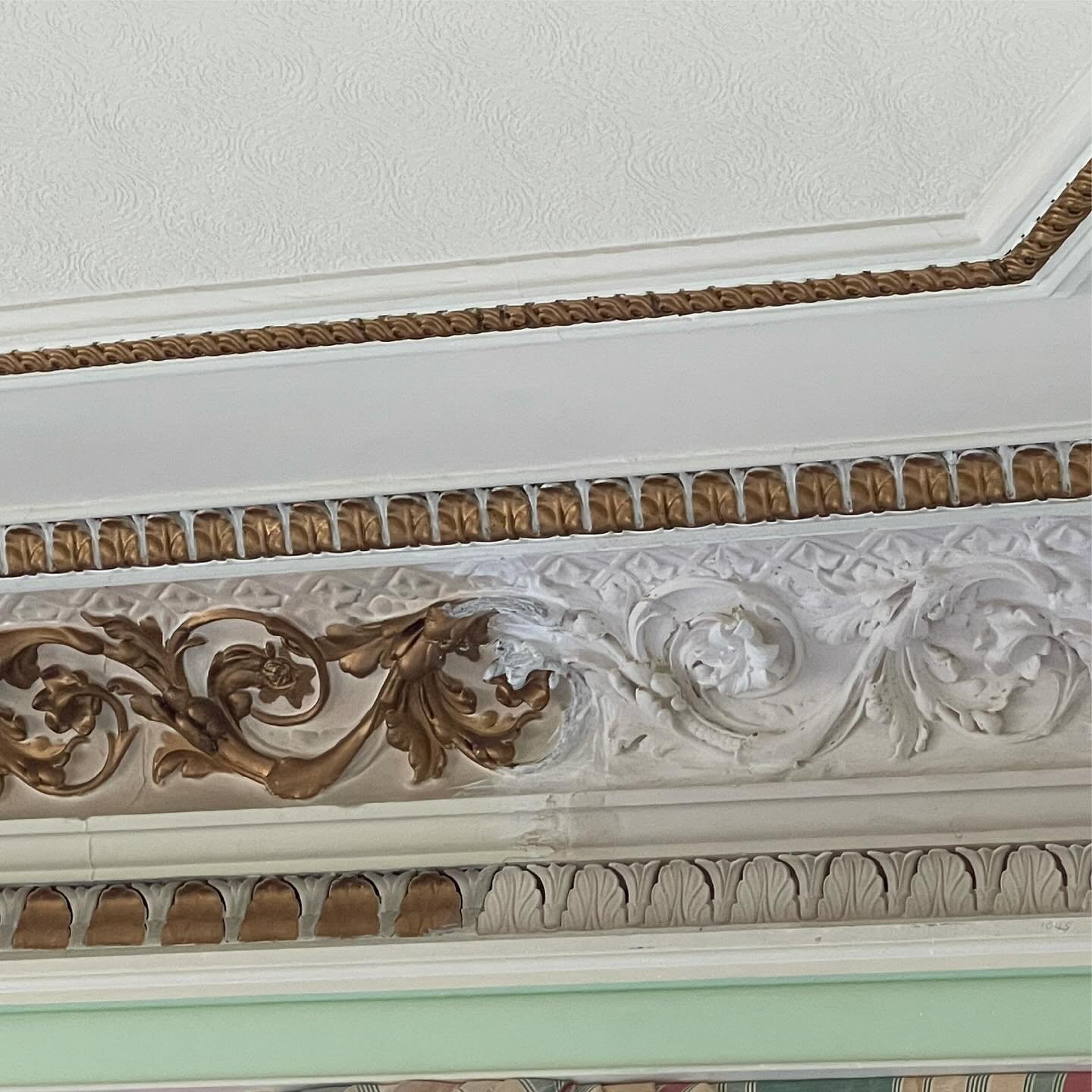 New match existing plaster  cornice joining up to 160 year old existing well dressed ornate cornice.  #cornice #ornateplaster #repair #heritage