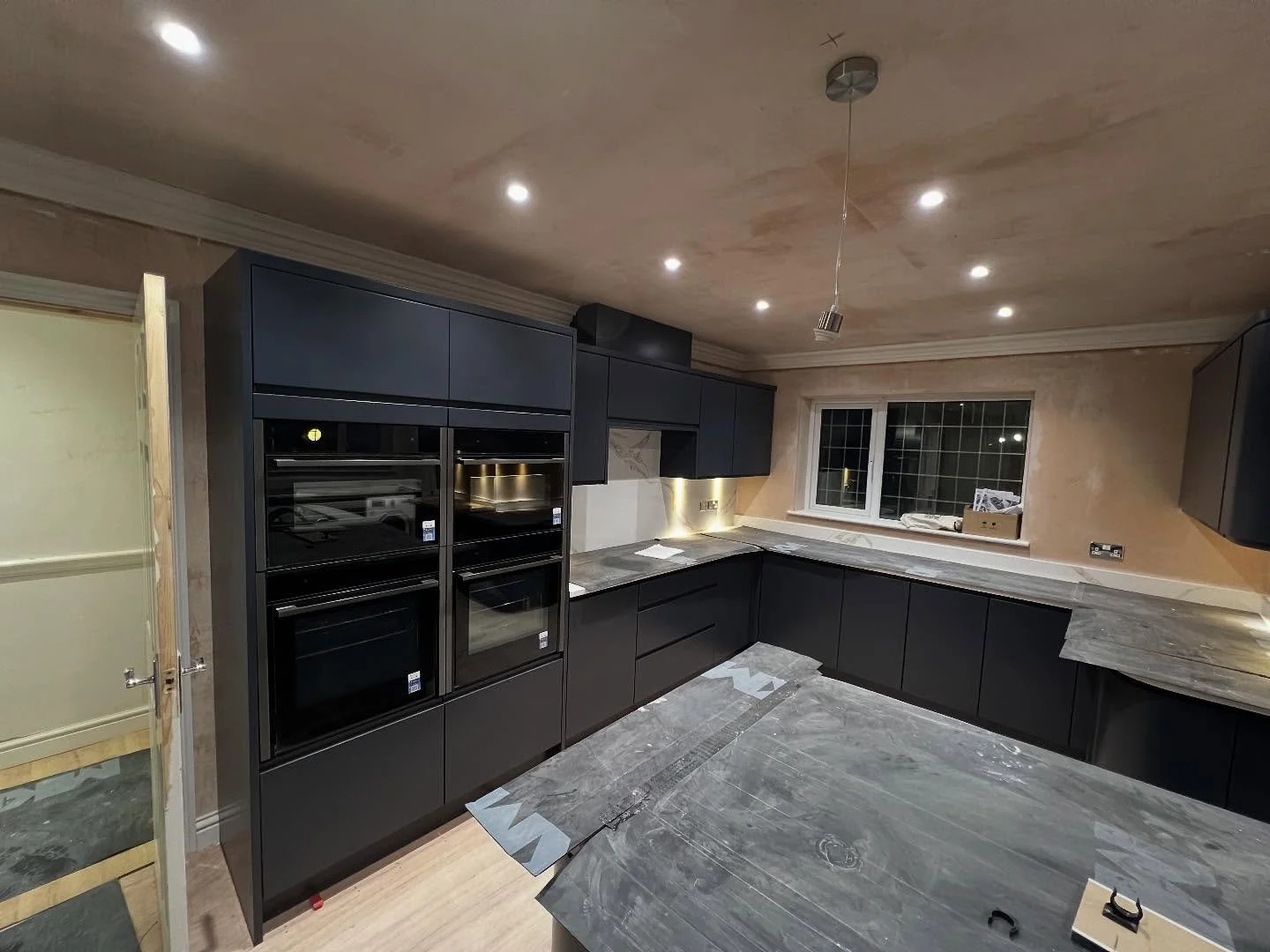 Long Sunday to install cornice in new large kitchen as squeeze in before new flooring comes in and decoration. 😅😴